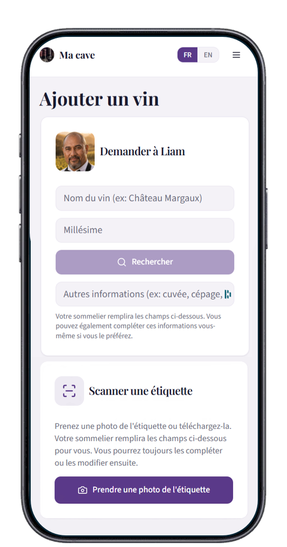 Celesime — Ajouter un vin sur mobile
